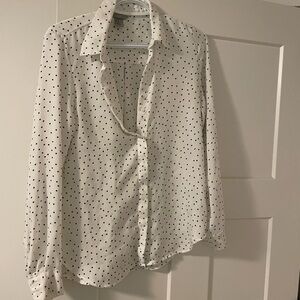 H&M White Shirt with Black Dots